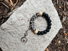 Load image into Gallery viewer, Black + Leopard Silicone Beaded Wristlet Keychain